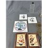 Image 3 : Vintage Collectibles - Brass Horse Medallions, Hummel? Ceramic Children Wall Art, Libbey Turquoise P