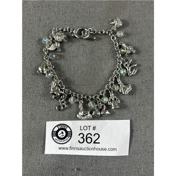 Lovely Silver Plated with Lot of Charms Bracelet