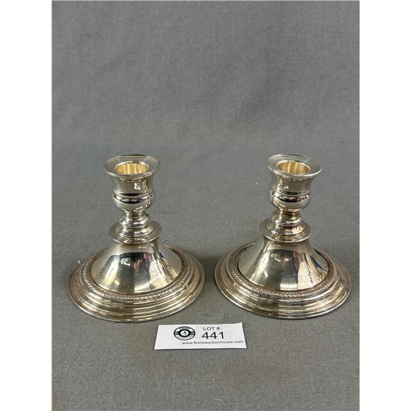 2 Cavendish Plate E.P. Copper 4.5" H Candle Stick Holders. Made In England.