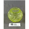 Image 2 : Vintage Uranium Glass Cut Glass Bowl. Approx. 4" Diam x 3" H