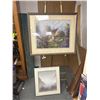 Image 1 : 2 Framed Pictures - 20" x 22" Misty Picture & 29" x 34" Cottage Picture. NO SHIPPING