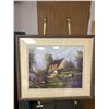 Image 2 : 2 Framed Pictures - 20" x 22" Misty Picture & 29" x 34" Cottage Picture. NO SHIPPING