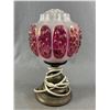 Image 2 : Vintage Hobnail Cranberry & White Lamp