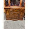 Image 2 : Beautiful Vintage Wavy Glass Hutch and Buffet. NO SHIPPING