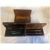 Image 1 : 3 WOOD GIFT BOXES; ONE PEN SET, ONE KNIFE SET AND EXTRA CASE