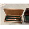 Image 4 : 3 WOOD GIFT BOXES; ONE PEN SET, ONE KNIFE SET AND EXTRA CASE