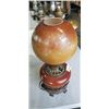 Image 2 : ANTIQUE BRASS LAMP WITH GLASS SHADE