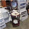 Image 1 : ANTIQUE VANITY SET COMPLETE WITH JUG AND BOWL, PITCHER, CANDLES AND TOWELS