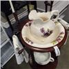 Image 2 : ANTIQUE VANITY SET COMPLETE WITH JUG AND BOWL, PITCHER, CANDLES AND TOWELS