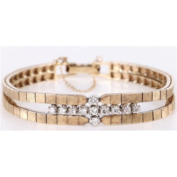 14K YELLOW GOLD DIAMOND COMPOSITE LADIES BRACELET