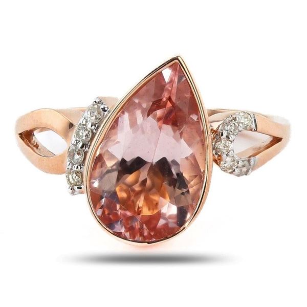2.75CT MORGANITE & 0.11CTW DIA 14K BI-GOLD RING