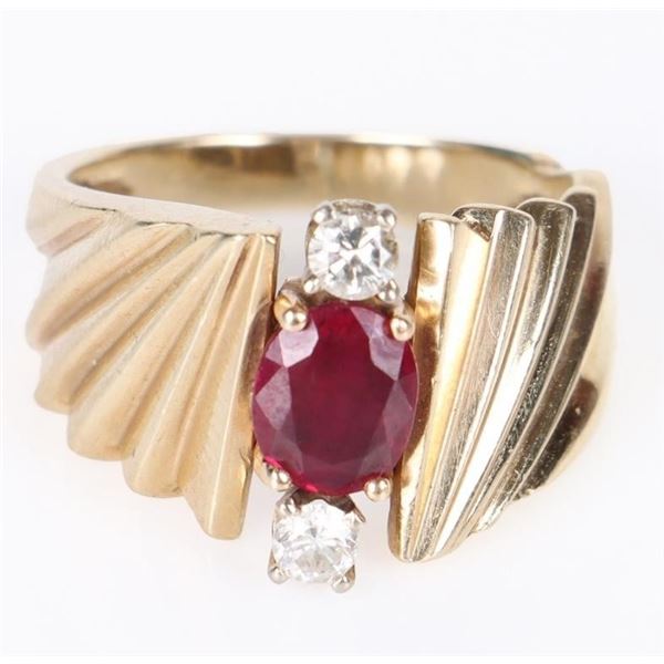 14K GOLD RING W/ .75CT RUBY & .20CTW DIAMONDS
