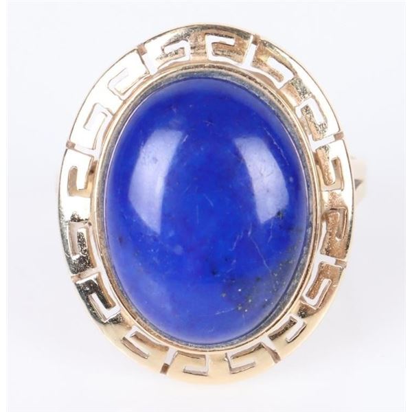 14K YELLOW GOLD BLUE LAPIS LADIES RING