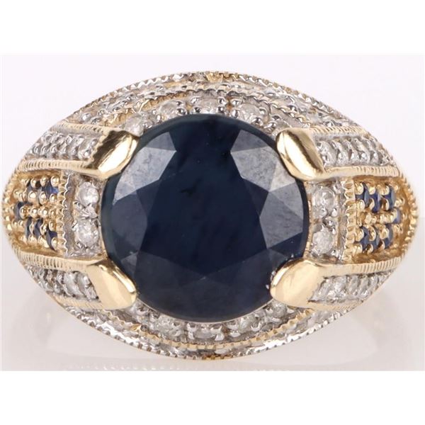 4.0 CT SAPPHIRE & DIAMOND 14K GOLD RING