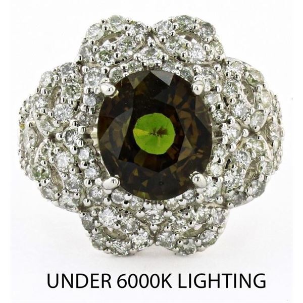 4.49CT ALEXANDRITE & 1.43CTW DIA 18K GOLD RING GIA