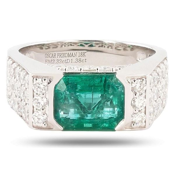 2.32CT EMERALD & 1.38CT DIAMOND 18K GOLD RING