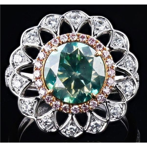 18K GOLD 3.02CT GREY SI3 DIAMOND RING 3.70CTW