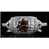 Image 1 : 1.00CT ORNAGE DIAMOND 18K WHITE GOLD RING 1.44CTW