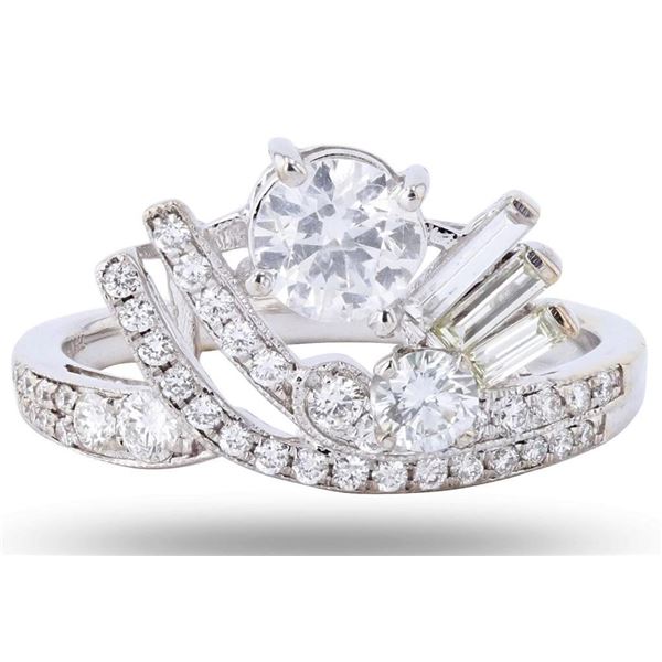 0.51CT F CENTER DIA 18K WHITE GOLD RING 1.23CTW