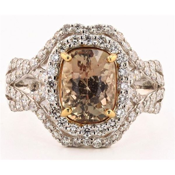 3.15CT UNHEATED SAPPHRE & 1.0CTW DIA 18K GOLD RING