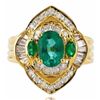 Image 1 : 1.02CTW EMERALD & 0.57CTW DIA 18K GOLD RING