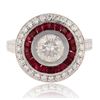 Image 1 : 1.18CT S13 CENTER DIA & 1.26CTW RUBY PLATINUM RING