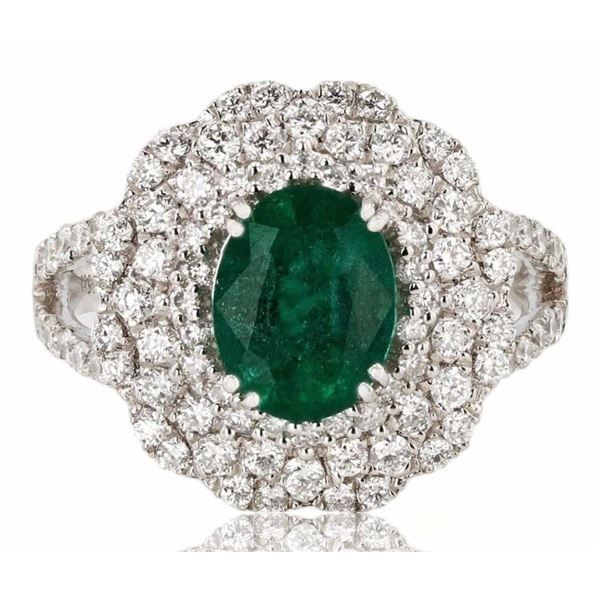 1.64CT EMERALD & 1.05CTW DIAMOND PLATINUM RING