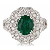 Image 1 : 1.64CT EMERALD & 1.05CTW DIAMOND PLATINUM RING