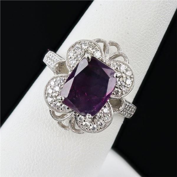 2.67CT PINK KASHMIR SAPPHIRE & 0.44CTW DIA RING