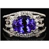 Image 1 : 4.26CT TANZANITE & 0.84CTW DIAMOND PLATINUM RING