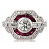Image 1 : 0.58CT DIAMOND & 1.06CTW RUBY PLATINUM RING 1.1CTW