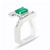 Image 3 : 1.29CT EMERALD & 0.88CTW DIAMOND PLATINUM RING