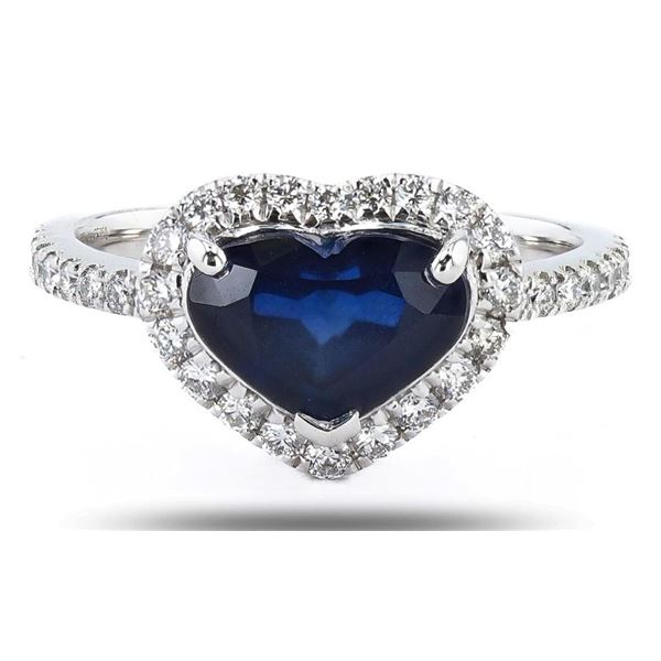 2.84CT HEART SAPPHIRE & 0.43CTW DIA PLATINUM RING
