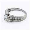 Image 2 : 0.75CT CENTER DIAMOND PLATINUM RING - 1.37CTW
