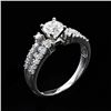 Image 3 : 0.75CT CENTER DIAMOND PLATINUM RING - 1.37CTW