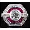 Image 1 : 1.30CT DIAMOND & 0.65CT RUBY PLATINUM RING 2.07CTW