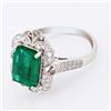 Image 2 : PLATINUM 3.39CT EMERALD & 0.44CTW DIAMOND RING