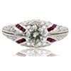 Image 1 : 1.01CT SI3 CENTER DIA & 0.68CTW RUBY PLATINUM RING