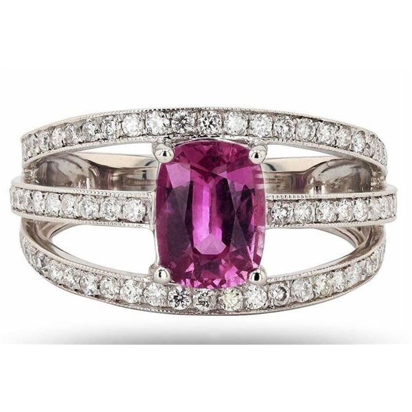 PLATINUM 1.72CT SAPPHIRE & 0.60CTW DIAMOND RING
