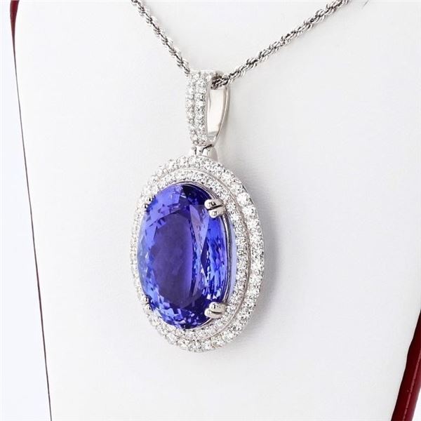 18.75CT TANZANITE & 1.39CTW DIA PLATINUM NECKLACE