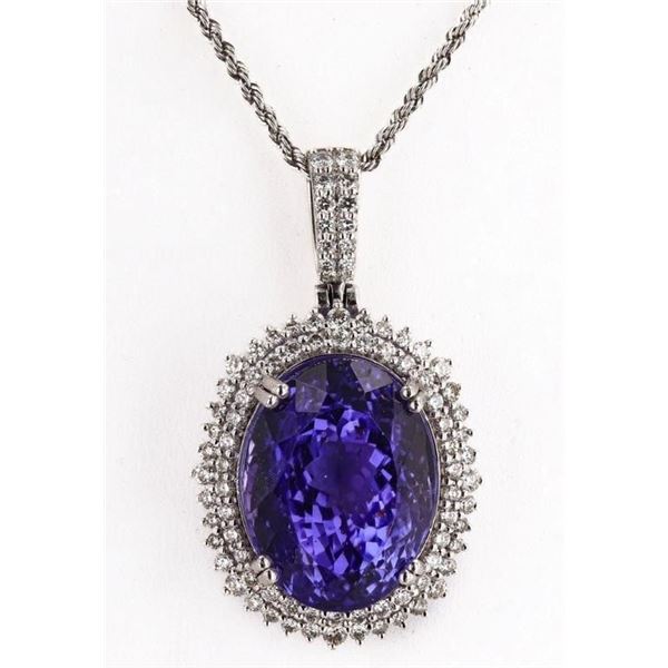 30.80CT TANZANITE & 1.42CTW DIA PLATINUM NECKLACE