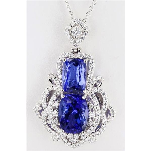 PLATINUM 8.9CT TANZANITE & 1.4CTW DIAMOND NECKLACE