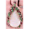 Image 1 : 14K YELLOW GOLD OPAL EMERALD RUBY DIAMOND PENDANT