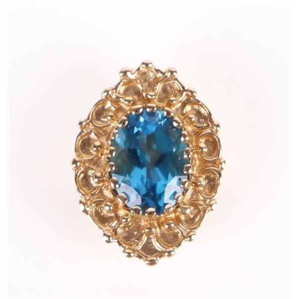14K YELLOW GOLD BLUE SPINEL LADIES SLIDING PENDANT