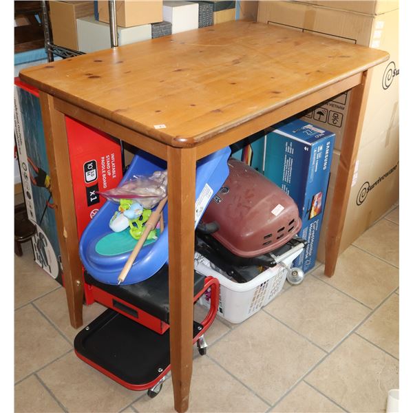 TALL WOOD TABLE (LOWER SUPPORTS MISSING, STILL