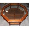 Image 1 : WOOD WITH GLASS TOP COFFEE TABLE