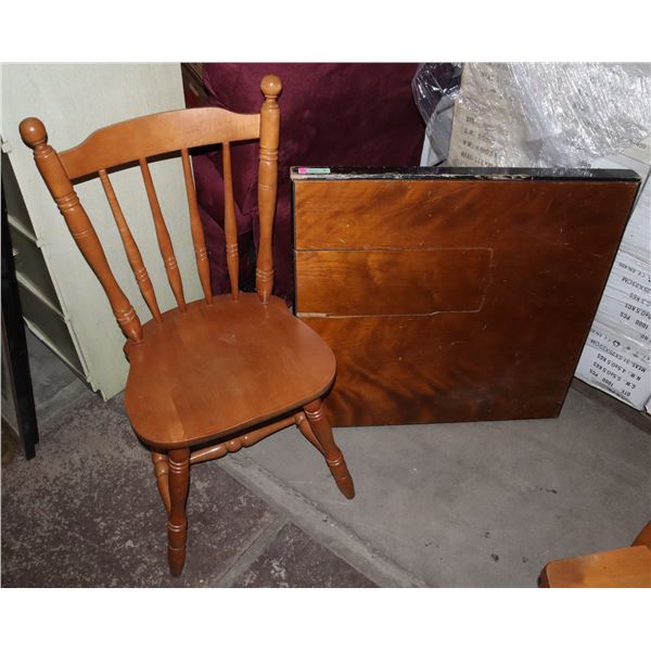 VINTAGE WOODEN CHAIR WITH WOOD CARD TABLE