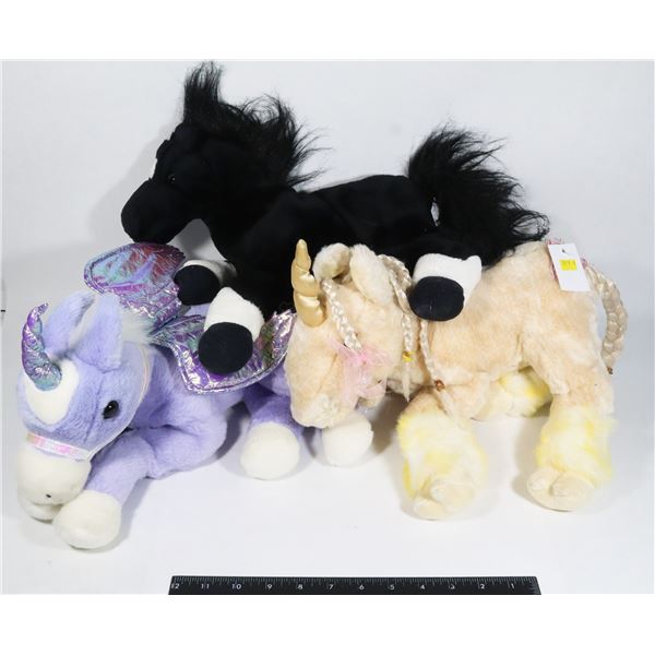 LOT OF 3 LARGE UNICORN STUFFED ANIMALS
