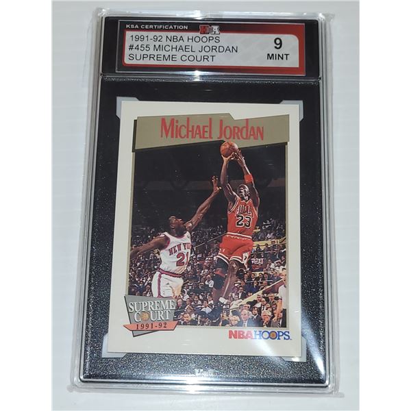 1991-92 NBA Hoops #455 Michale Jordan Supreme Court - Graded 9 Mint