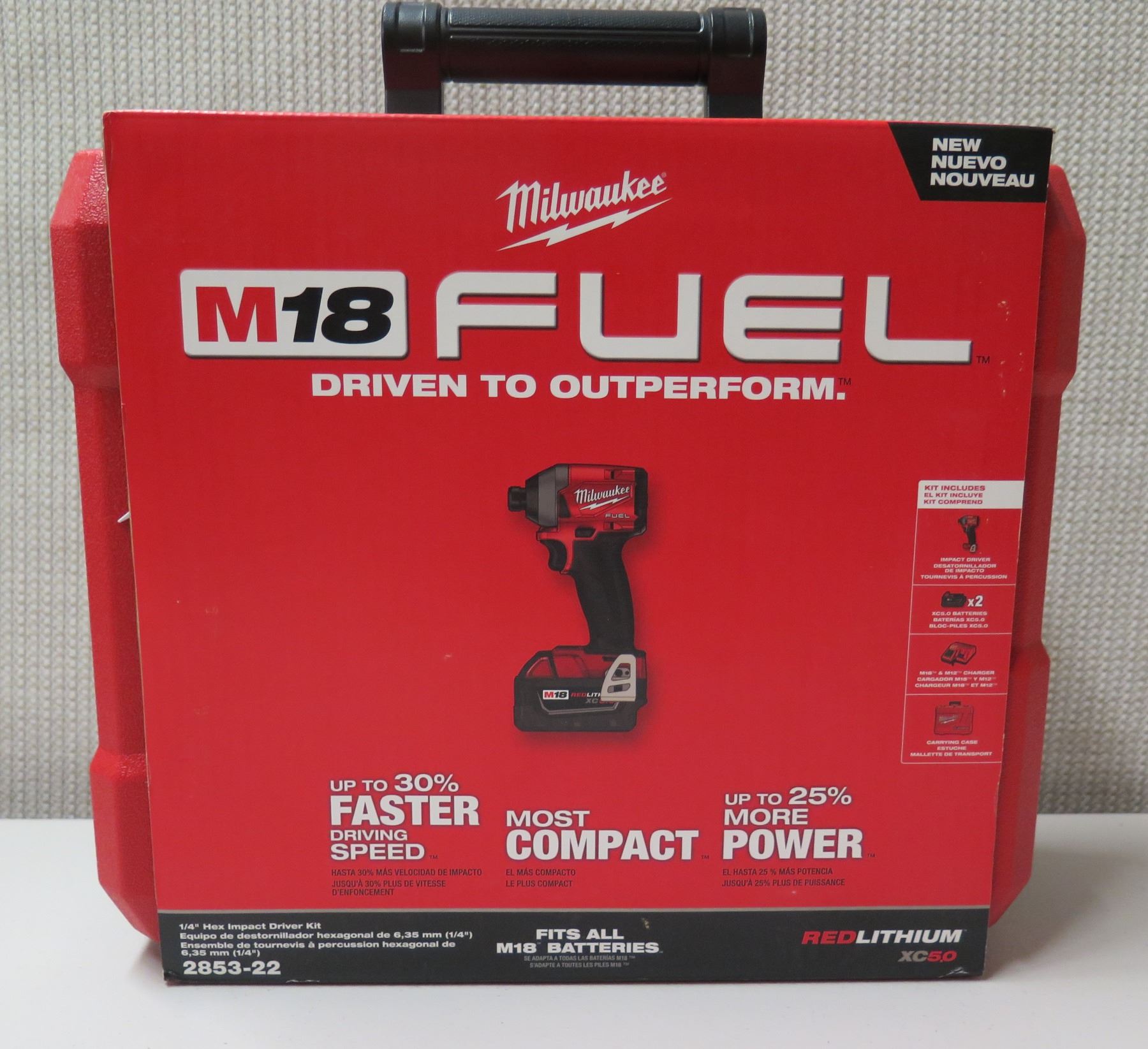Milwaukee 2853-22 Hex Impact Driver Kit, 2 Batteries, Charger & Case ...